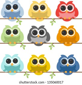 set of cute owls