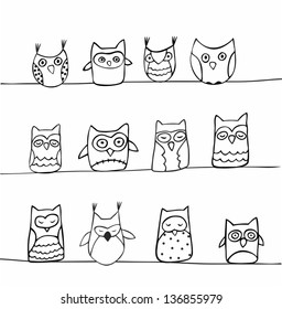 Set of cute owls