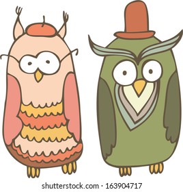 Set of cute owls