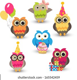 set of cute owls