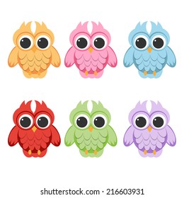 set of cute owls