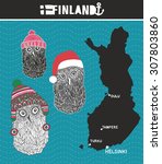 Set of cute owls from Finland. Vector illustration.