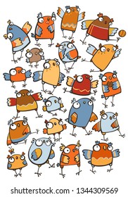 Set of cute owls illustration