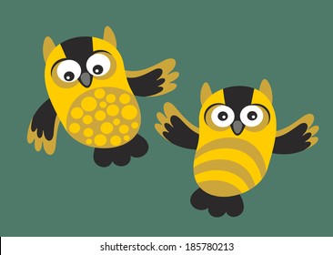 Set of cute owls. Vector illustration.