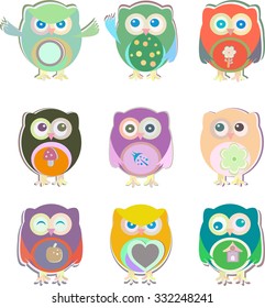 set of cute owls vector illustration