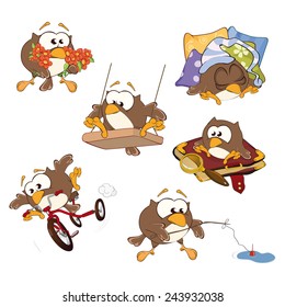 Set of cute owls for you design. Vector icons. Cartoon 