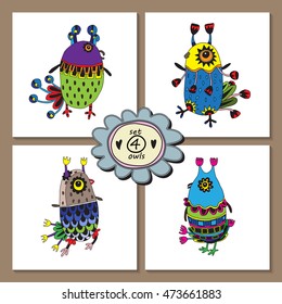Set of cute owls for your design.