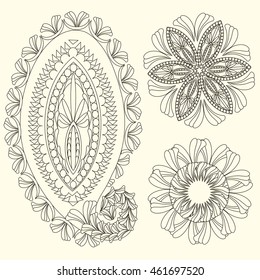 Set of cute paisley pattern (Turkish cucumber) for design of fabrics, tableware, wallpaper, isolated, vector