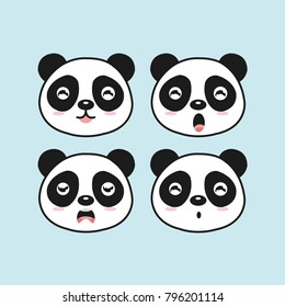 Set of cute panda cartoon.