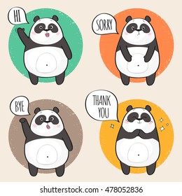 Set cute Panda character and different emotions