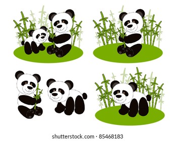 Set of cute panda characters