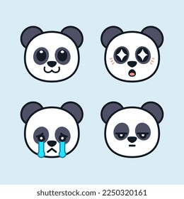Set of Cute Panda Stickers