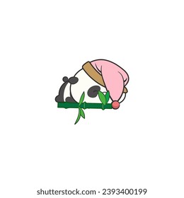 set of cute pandas carrying bamboo design