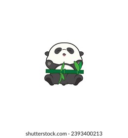 set of cute pandas carrying bamboo drawing