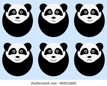 Set of cute pandas. Emotions.