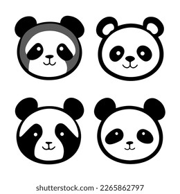 Conjunto de lindos pandas. Animales divertidos de garabatos. Pequeña panda al estilo de las caricaturas. Ilustración del vector