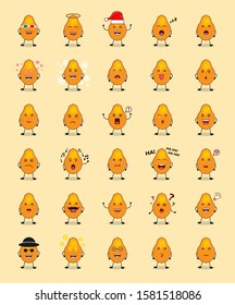 Set of cute papaya mascot character with thirty different poses. Eps 10 vector