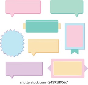 set of cute pastel color text boxes vector design