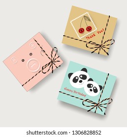 Set of cute pastel vector handmade gift boxes