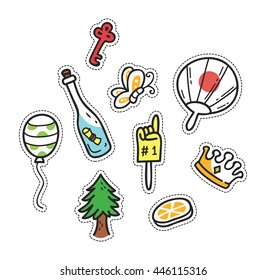 set of cute patch isolated on white background