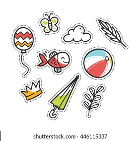 set of cute patch isolated on white background