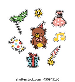 set of cute patch isolated on white background