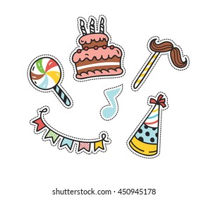 set of cute patch isolated on white background