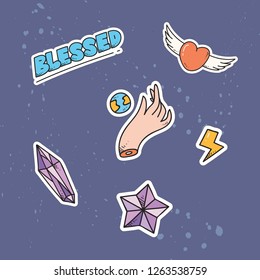 Set of cute patches or sticker