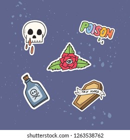 Set of cute patches or sticker