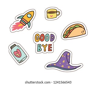 Set of cute patches vector illustration