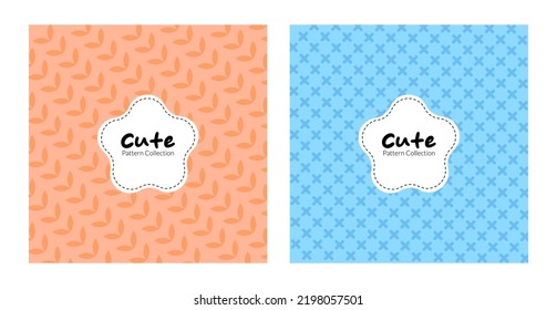 	
Set of cute pattern with beautiful pastel color. Leaf and cross composition