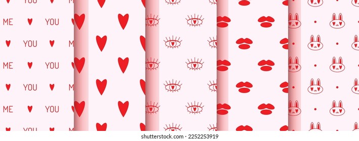 Set of cute patterns for valentines day