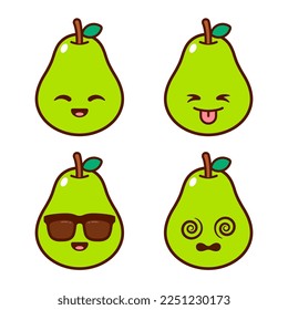 Set of Cute Pear Stickers