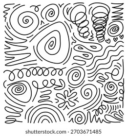 Conjunto de vetor de elemento de doodle de linha de caneta bonito.