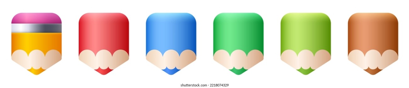 A set of cute pencils. Vector clipart isolated on white background. Colour pencils.