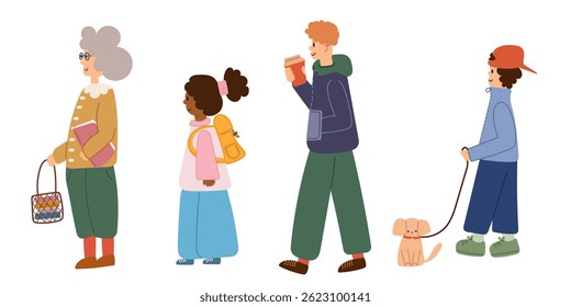 Set of cute people characters. Different age and nationality