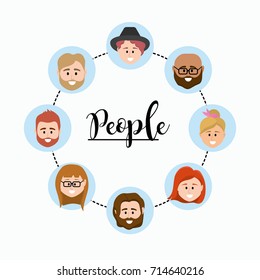 set cute people friends with style design