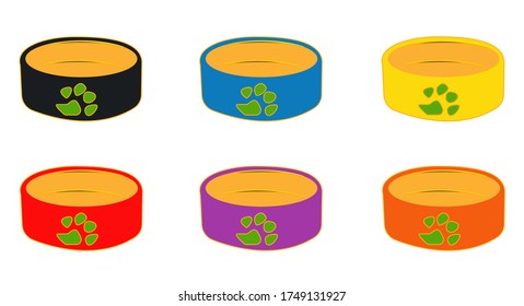 Set of cute pet bowls.
Bright vector isolated illustration.