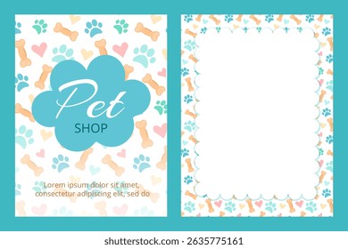 Set of cute pet shop banners, perfect for veterinary or pet care services. Vector illustration