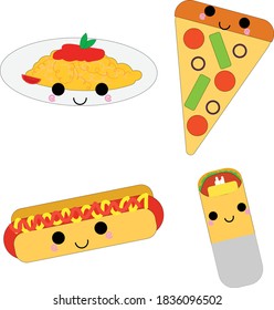 a set of cute pictures of fast food menus