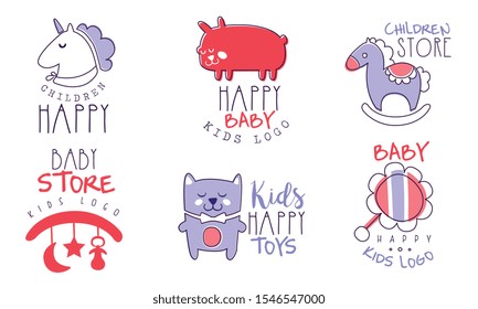 Set of cute pictures for the newborn. Vector illustration.