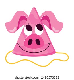 Set of Cute Pig Character Flat Stickers 

