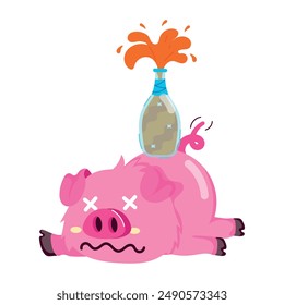 Satz von niedlichen Schwein Zeichen Flache Aufkleber 

