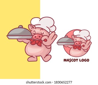 set of cute pig cheff mascot logo with optional appearance. premium kawaii vector