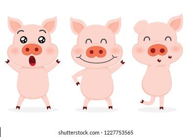 Set of  Cute pigs.