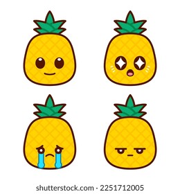 Set of Cute Pineapple Stickers