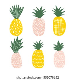 Set of cute pineapples.