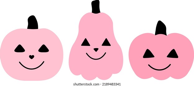 Establecer la ilustración vectorial de la calabaza rosa linda	
