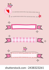 Set of Cute pink ribbon Label banner vector