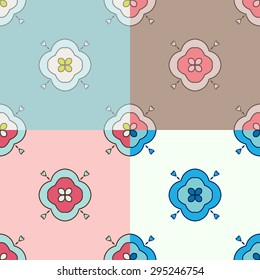 Set of Cute pink Seamless abstract tiled pattern vector web backgrounds